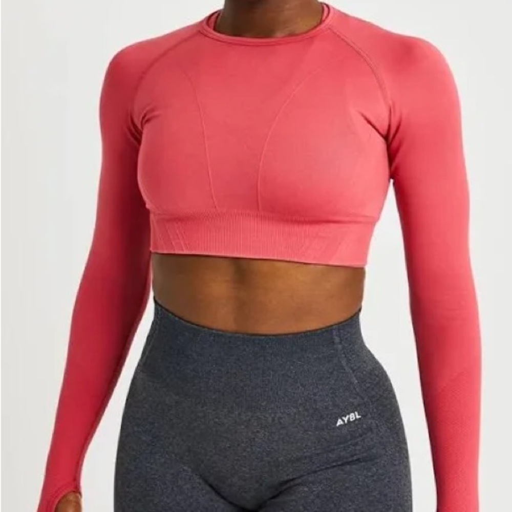 NWT AYBL Balance V2 Seamless Long Sleeve Crop Top Dusty Rose